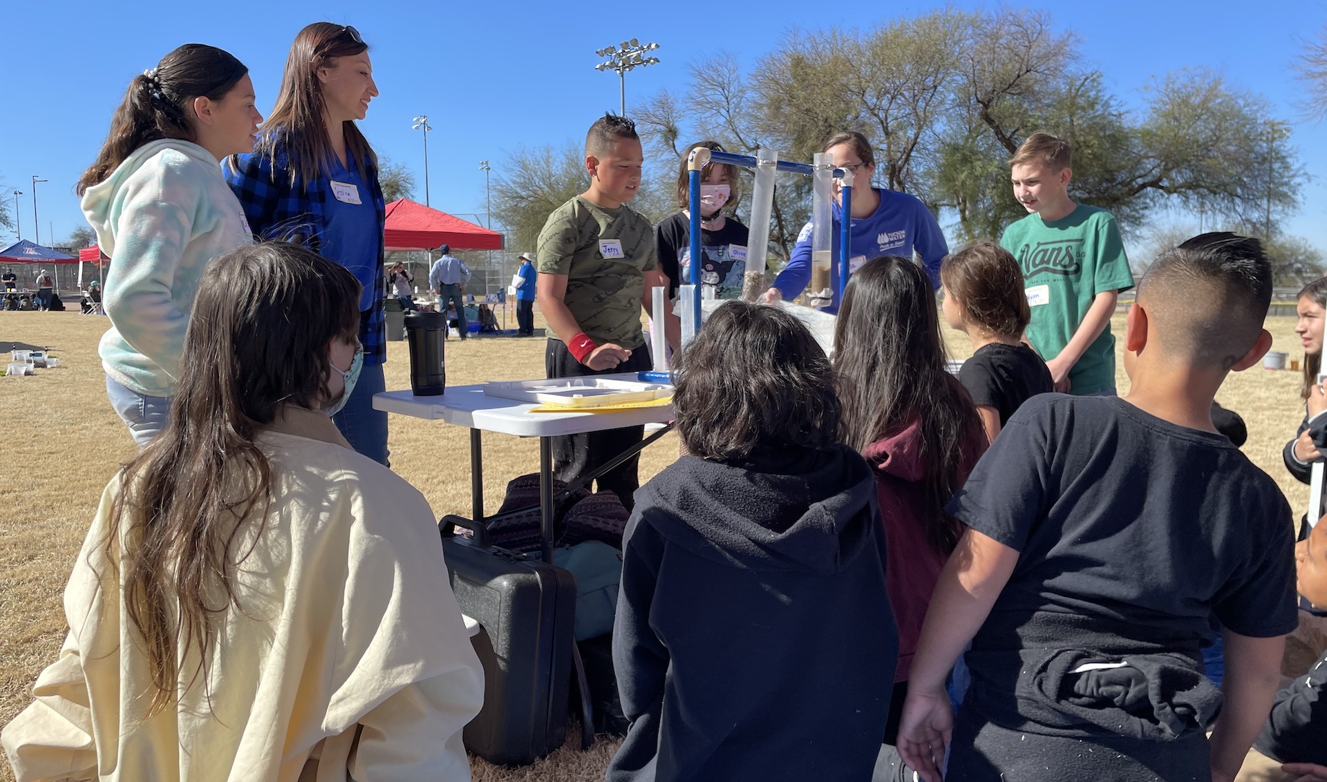 A fourth grade class from Lulu Walker Elementary School learns about the water cycle at Tucson Water's annual Water Festival on March 8th, 2022. 