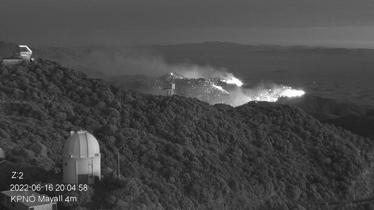 Part of the Contreras Fire burning near the Kitt Peak Nationla Observatory on June 16, 2022.