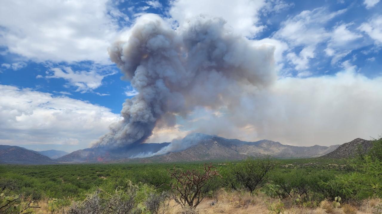 The Contreras Fire burns in the Baboquivari Mountains. June 17, 2022