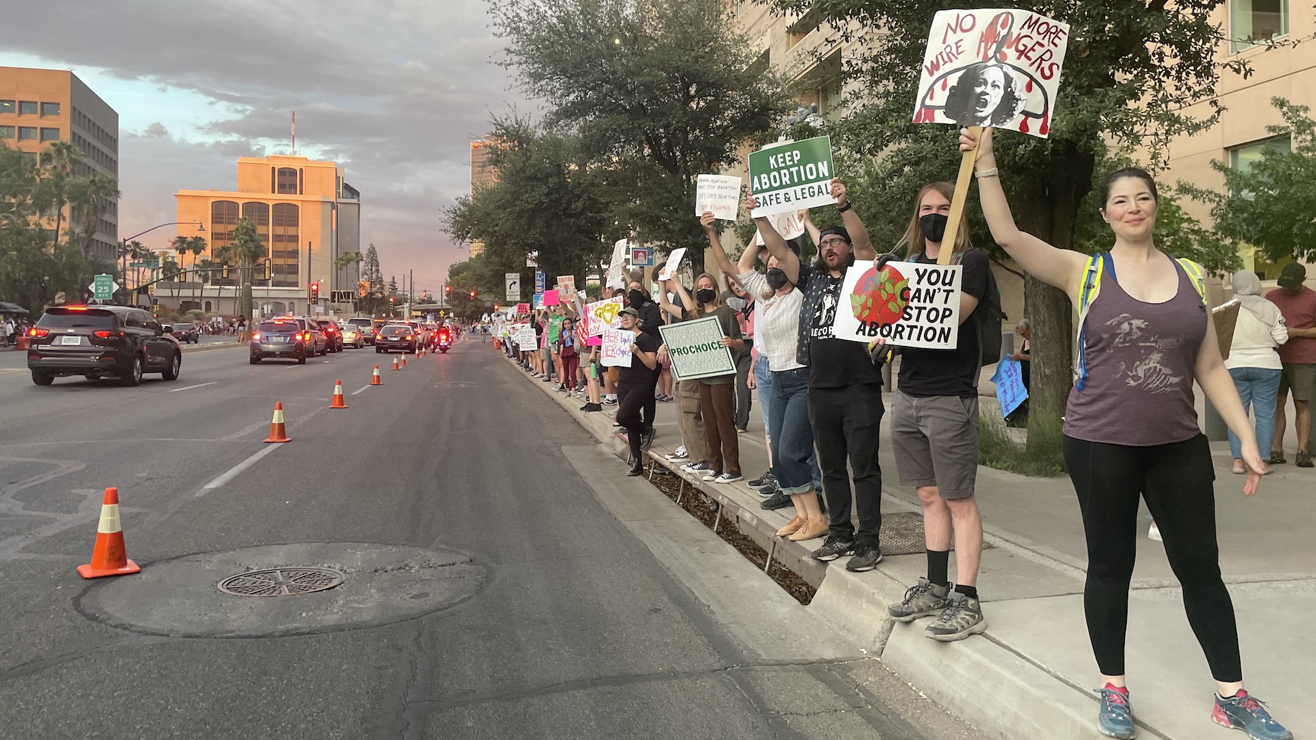 protesters on street