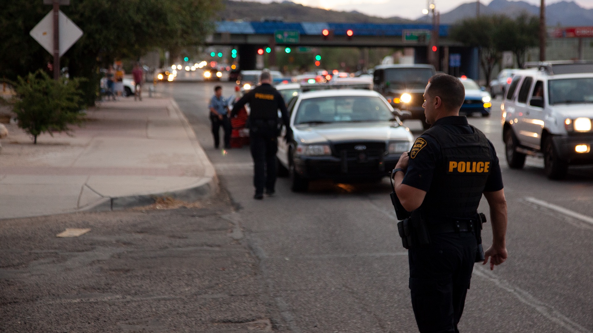 Police officers in downtown Tucson on June 24, 2022.