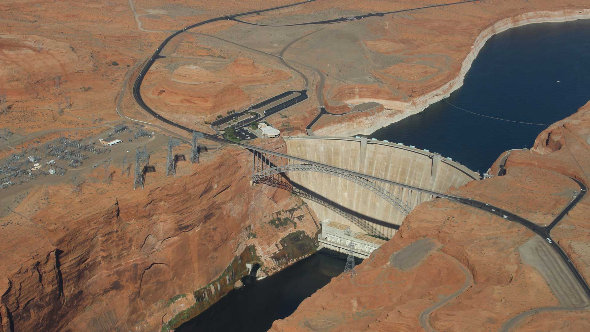 Glen Canyon Dam holds back Lake Powell, the nation's second-largest reservoir on the Colorado River. The lake is currently at 28% of its capacity.
