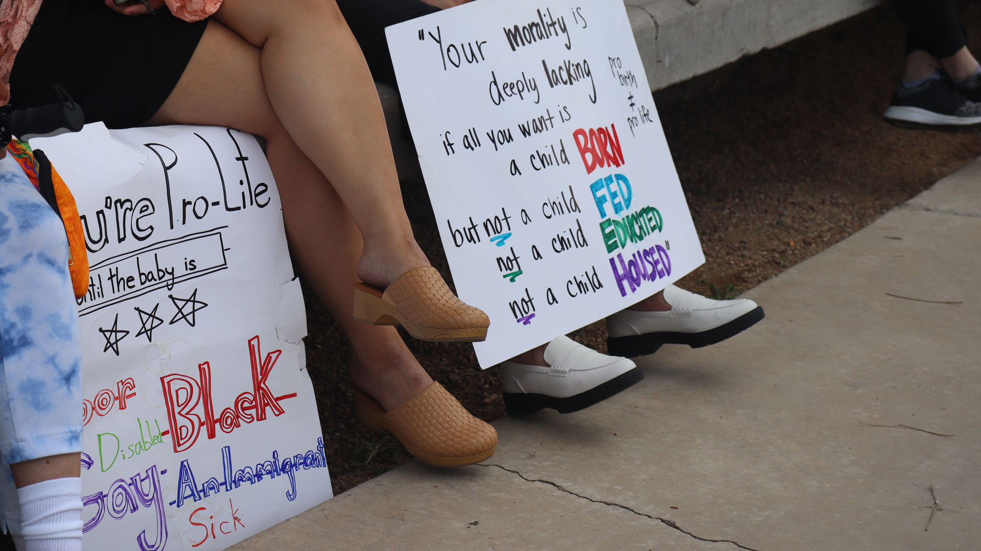 Protestors gathered at the Centennial Pavilion stage in Veteran's Memorial Park in Sierra Vista to protest the U.S. Supreme Court's decision to overturn Roe v. Wade. July 2, 2022