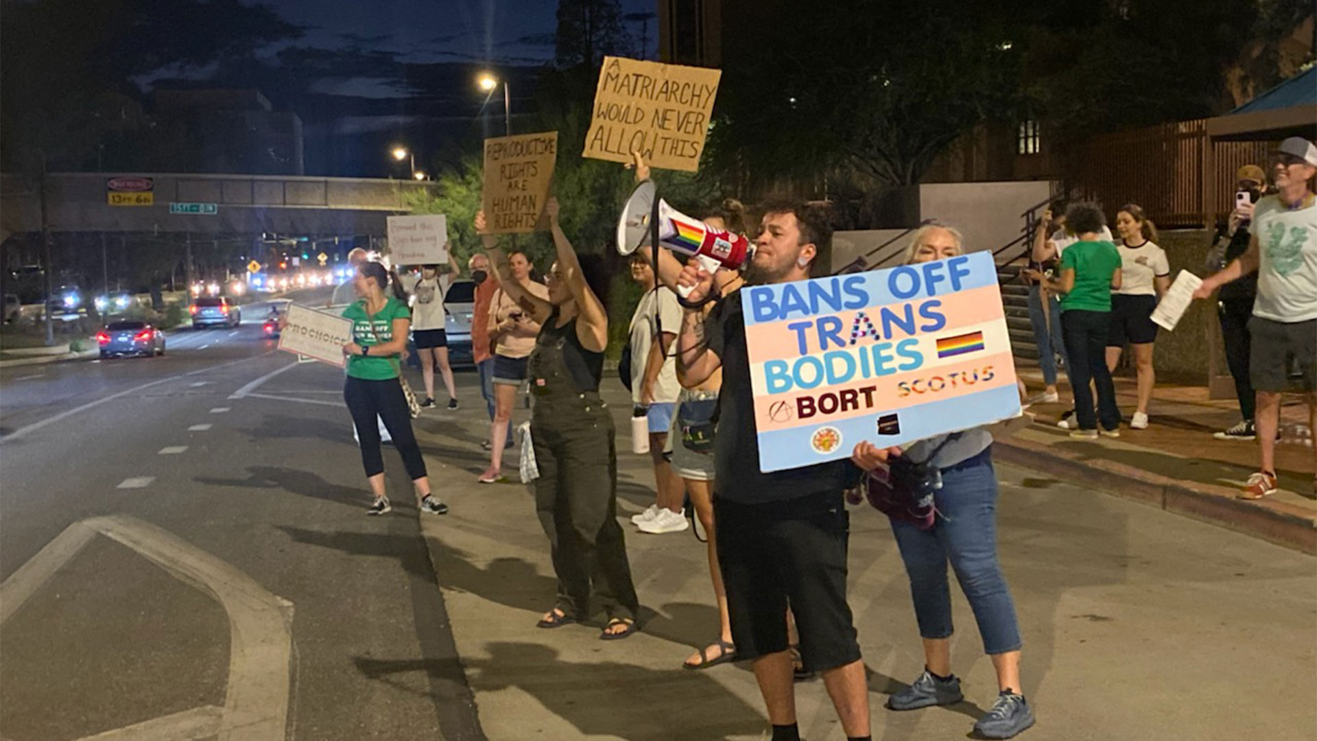 Protests begin outside of the Pima County Superior Court following the reinstatement of an abortion ban on Friday, Sep. 23, 2022. 