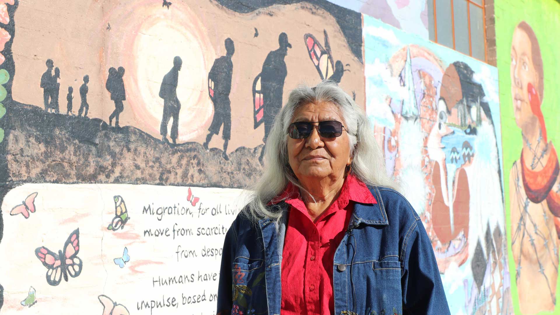 Lorraine Eiler, a Hia-Ced O’odham woman, recalls growing up in Ajo, which is about 40 miles from the U.S. Mexico border and sacred Hia-Ced lands. Photo was taken in Ajo on Nov. 18, 2022.