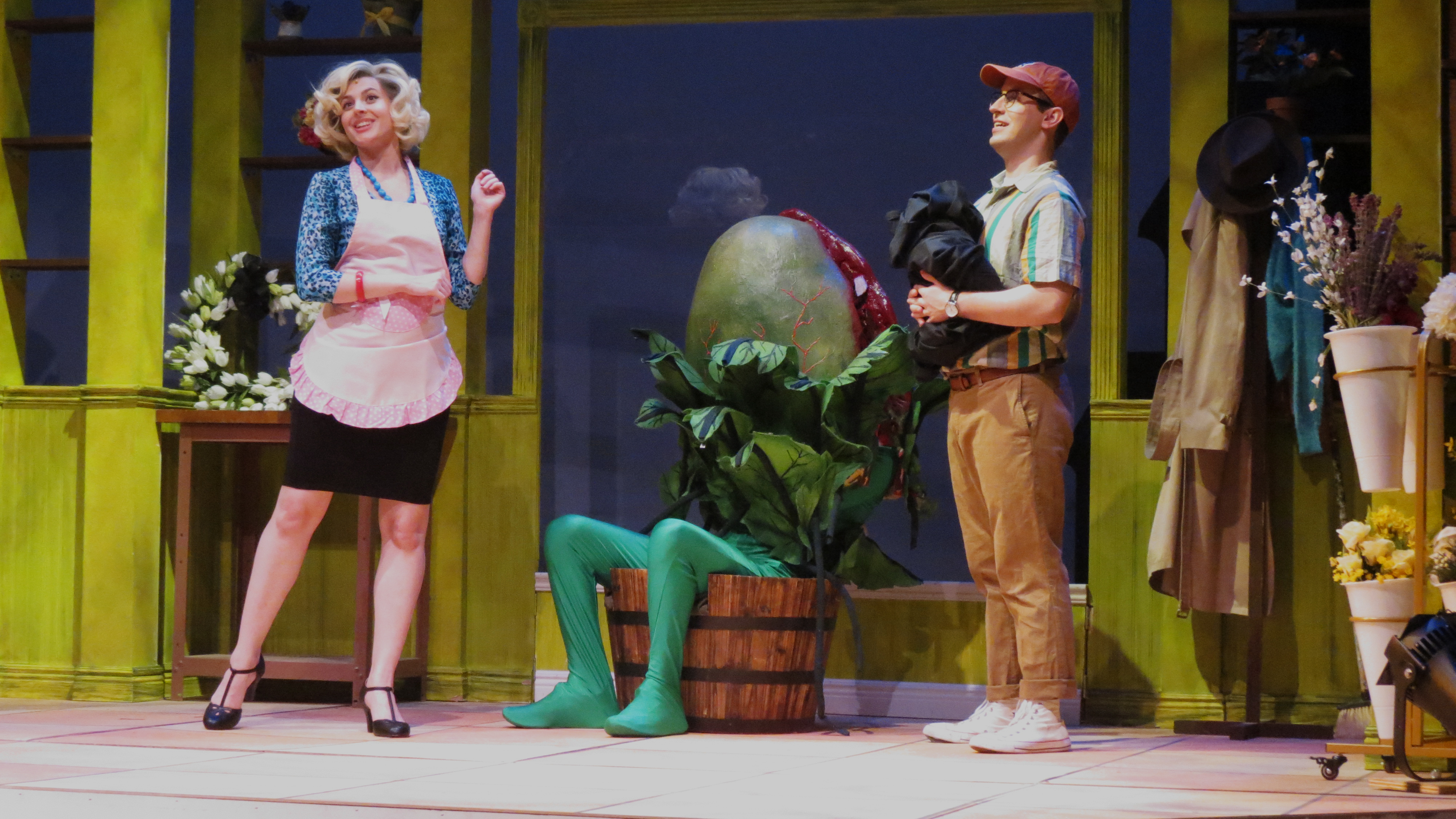 Kendall Hicks and Danny Fapp as Audrey and Seymour in the Saguaro City Music Theatre's production of Little Shop of Horrors. 