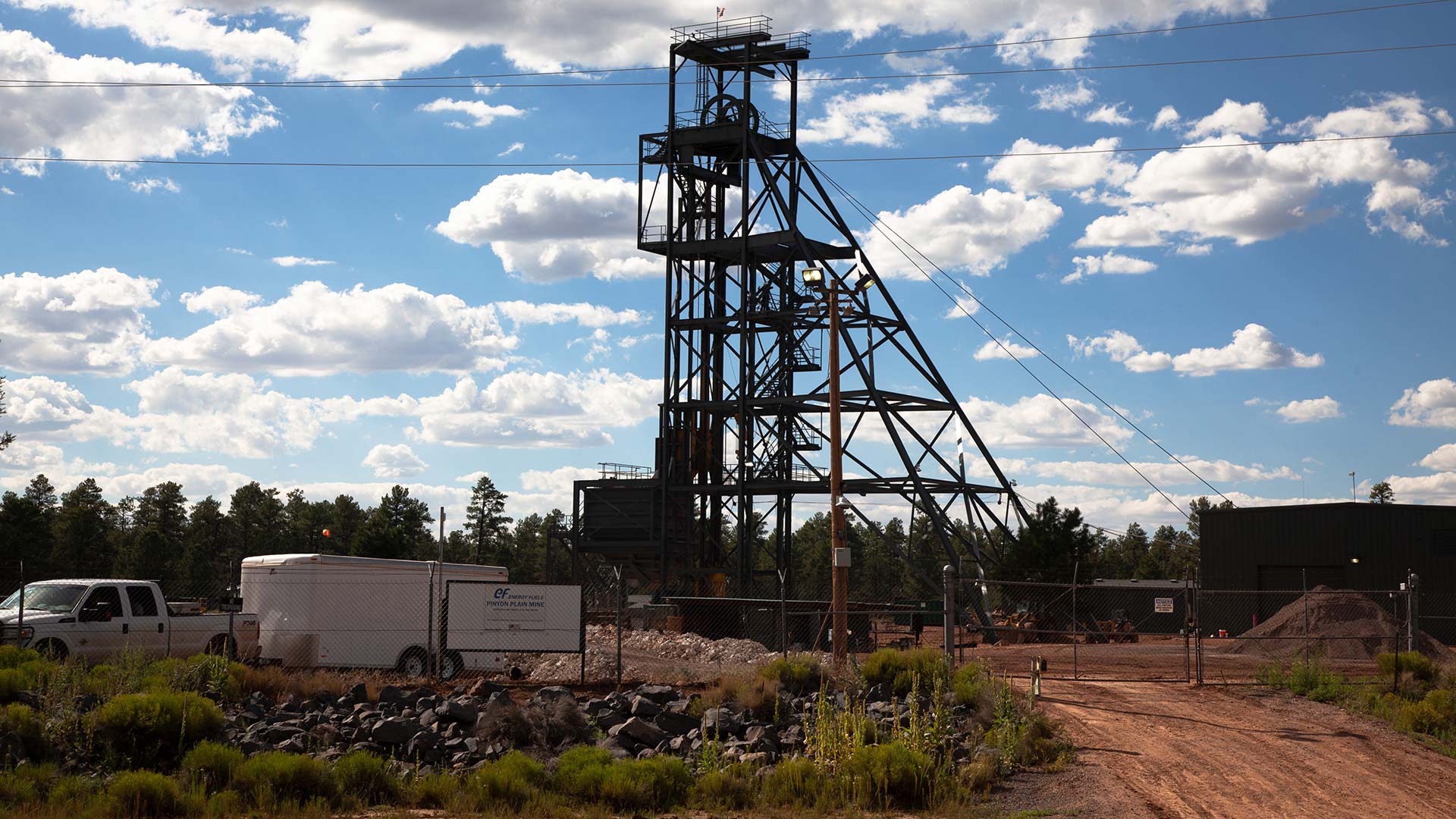 The Pinyon Plain Mine shaft in Coconino County, on Wednesday, Aug. 30. In 2016, the mine shaft punctured a perched aquifer that contained natural levels of uranium, requiring the mining company Energy Fuels to pump water to the surface to an impoundment for treatment. 