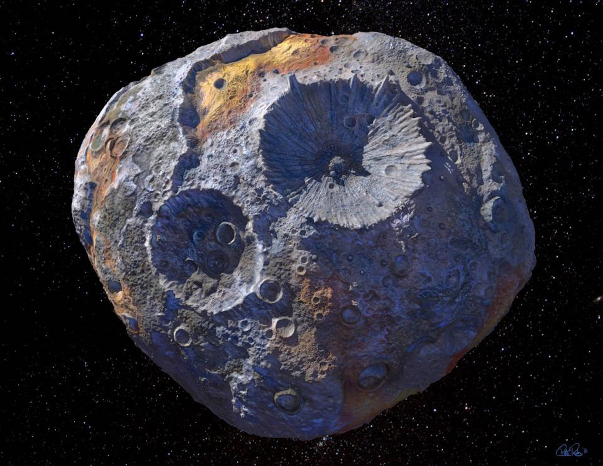 Artist's illustration of the 16 Psyche asteroid.