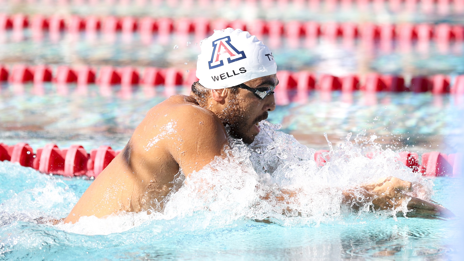 Swimmer Ty Wells shown in competition.