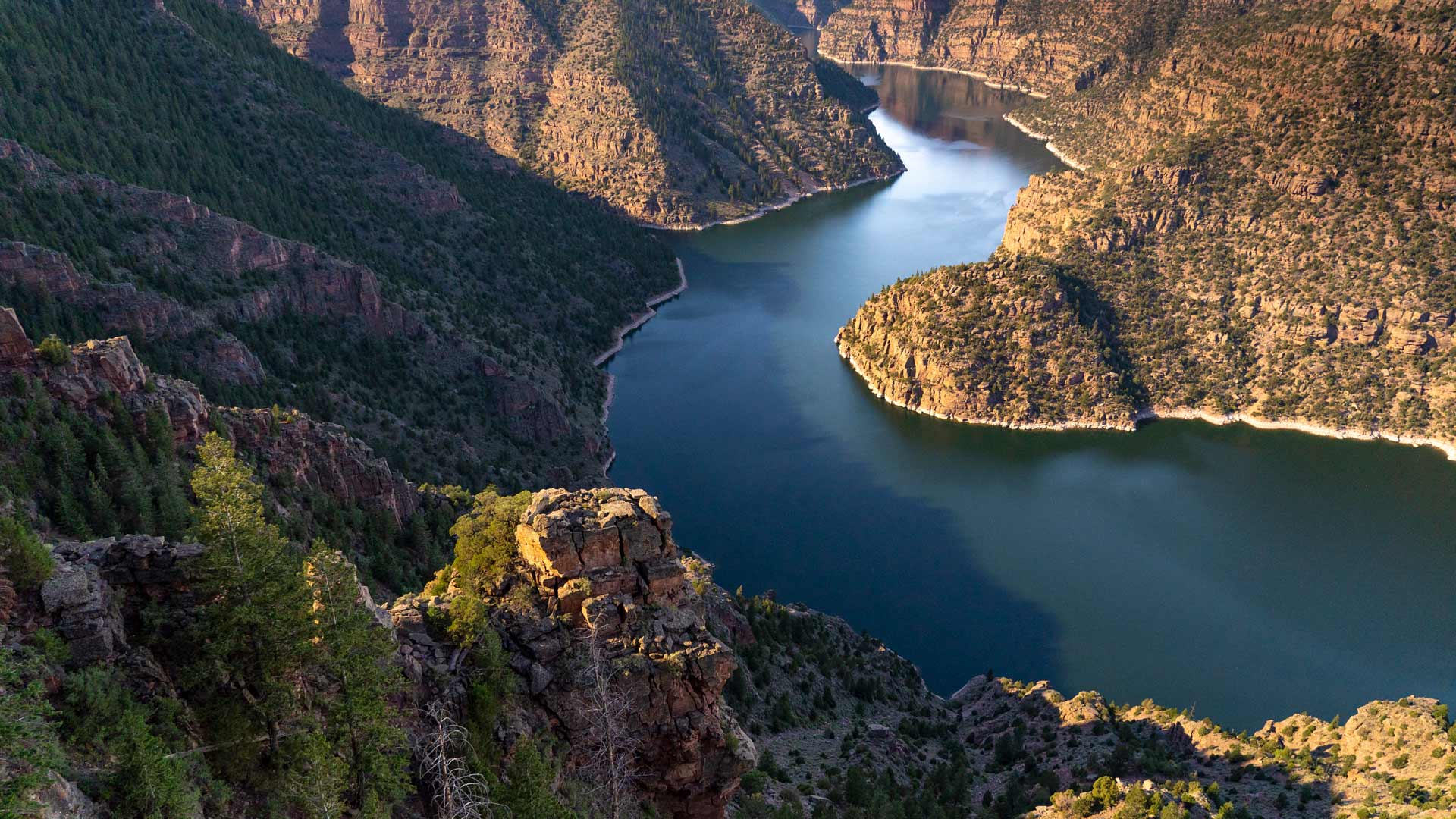 Water in the Colorado River system fills Flaming Gorge Reservoir on June 26, 2021. 