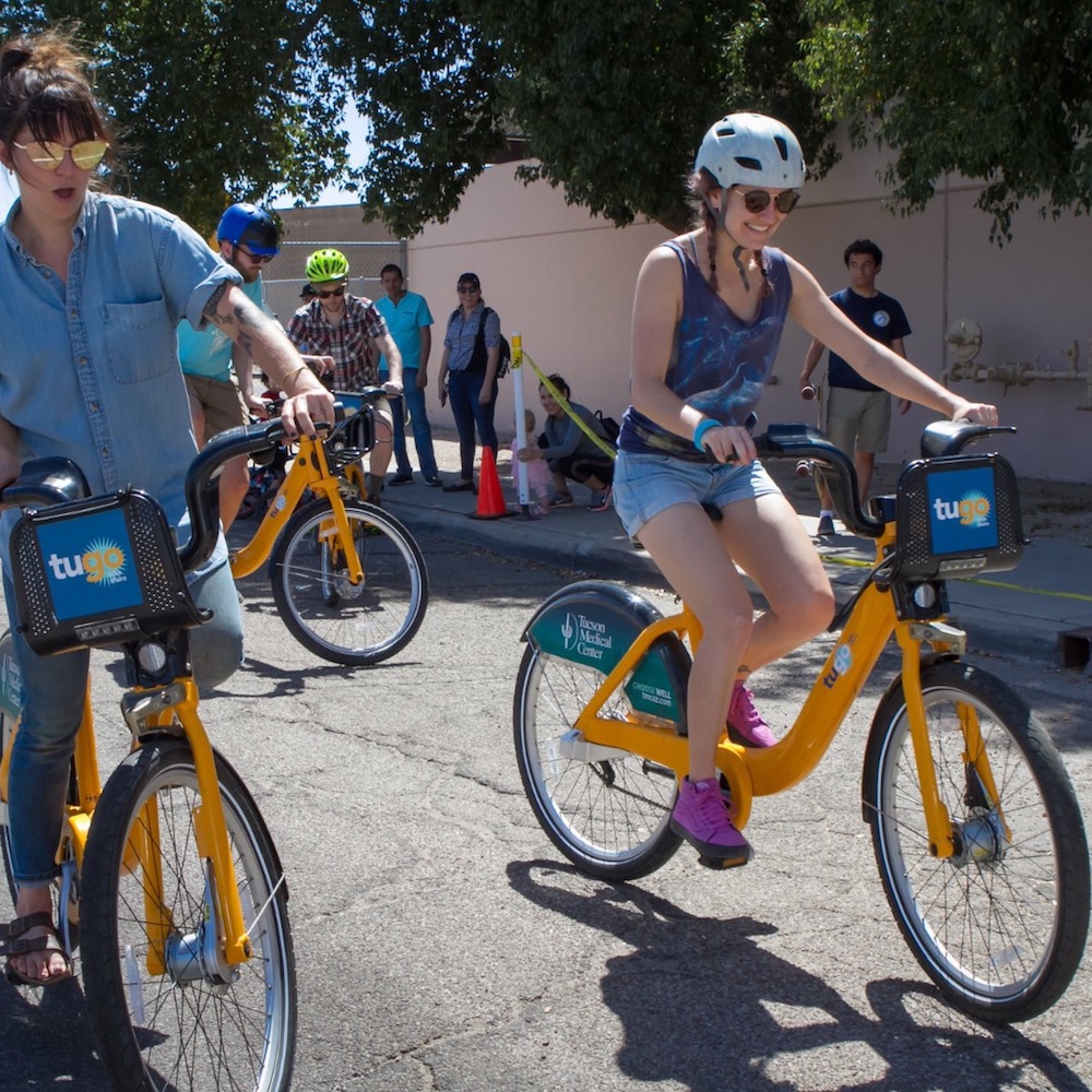 Bicyclists at a Cyclovia event in 2022