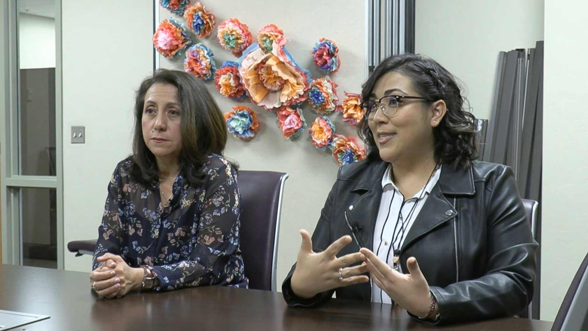 Rosi Vogel, left, and Adriana Maldonado work with the Nosotros program, which offers free fibro scans to help people identify liver disease. 