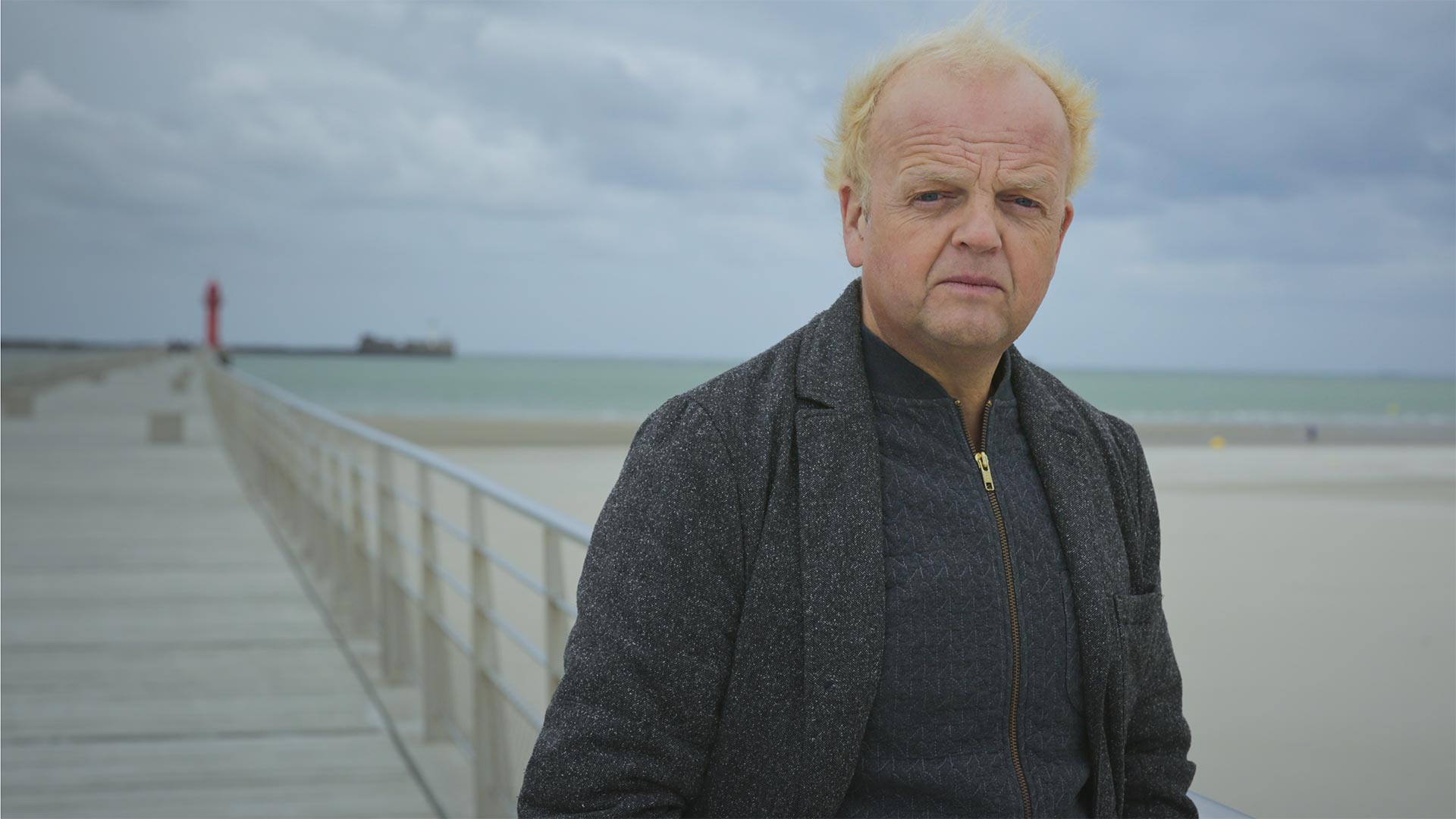 Toby Jones at Boulogne Pier in Northern France. 