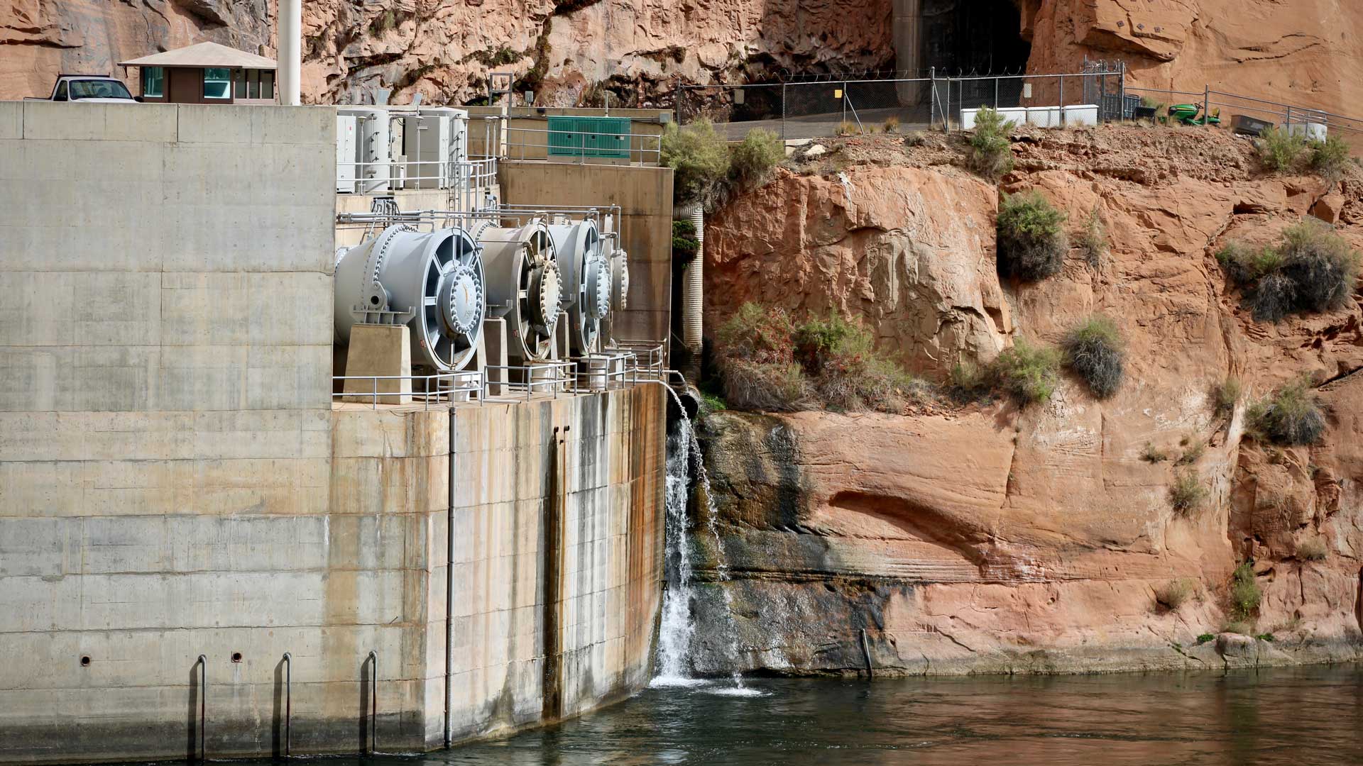 A set of four tubes known as the "river outlet works" allows extra water to flow through the Glen Canyon Dam. The flows are designed to take advantage of extra wet years and help wildlife habitat downstream of the dam.
