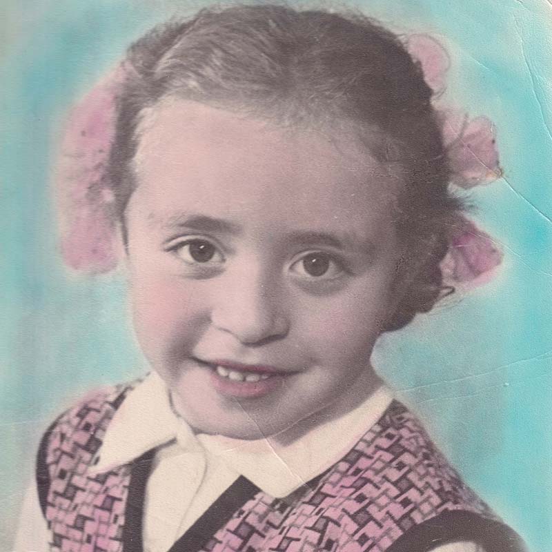 Ida’s daughter, Raisa Moroz, age 5. She was one of two Jews in her class. During the Holocaust, the Nazis killed 90 percent of the Jews in Belarus. 