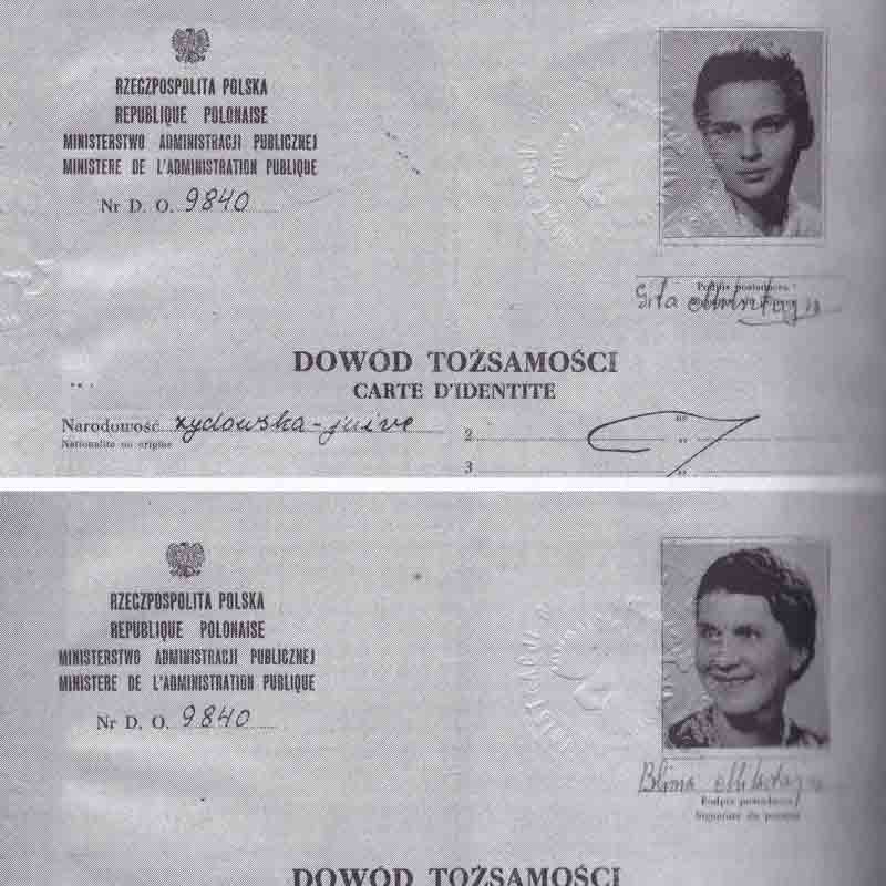 Wanda and Blima were issued identity papers after the war. Their nationality was not listed as “Polish,” but “Jewish.” After the war, they emigrated to Palestine.