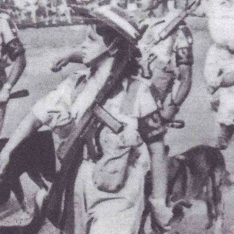 Wolosky served in the Israeli army, in the K-9 unit. This is a photo of her marching in the 1952 Independence Day parade in Tel Aviv with her dog Kohba, which is the Hebrew word for star. 
