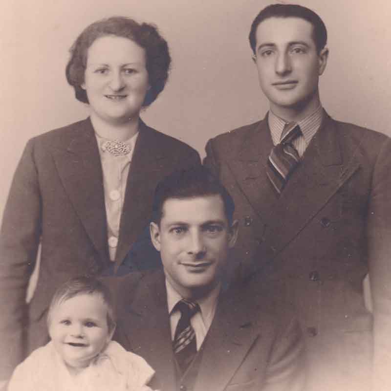 Paula with her parents (back row) and father’s brother, Ted. 