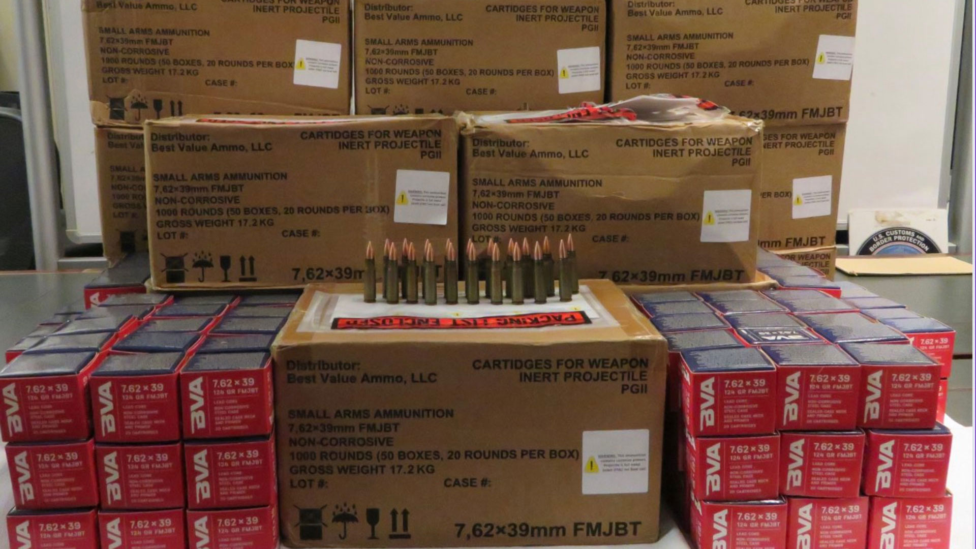 Border officials seized 19,000 rounds of AK-47 assault rifle ammunition hidden in a van on April 20 headed south at a Nogales port of entry. The ammo was most likely headed to a transnational criminal organization in Mexico, according to a tweet from Port Director Michael Humphries.