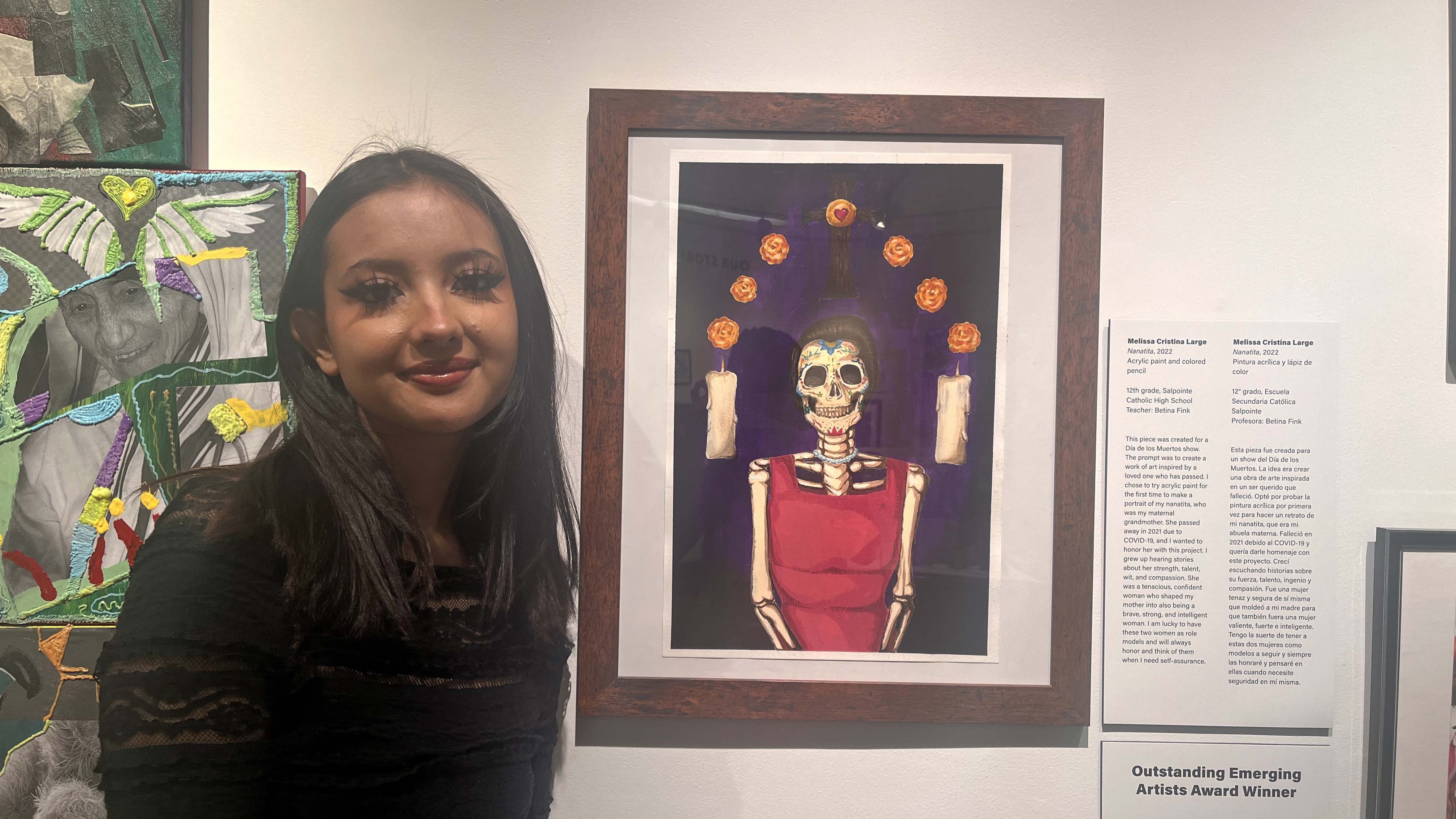 Melissa Cristina Large with her piece "Nanatita." 