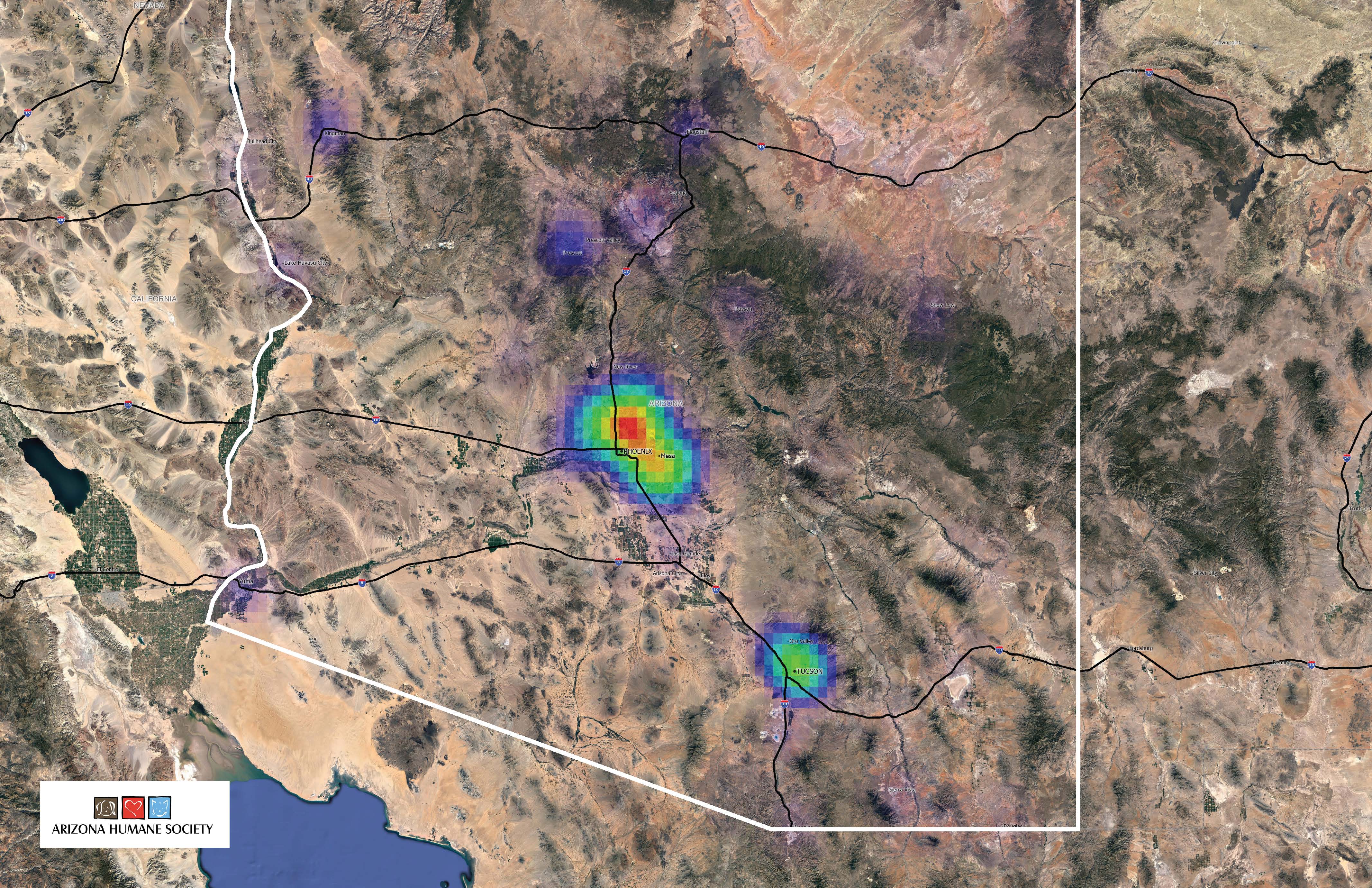 Heat Map that shows access to veterinary hospitals