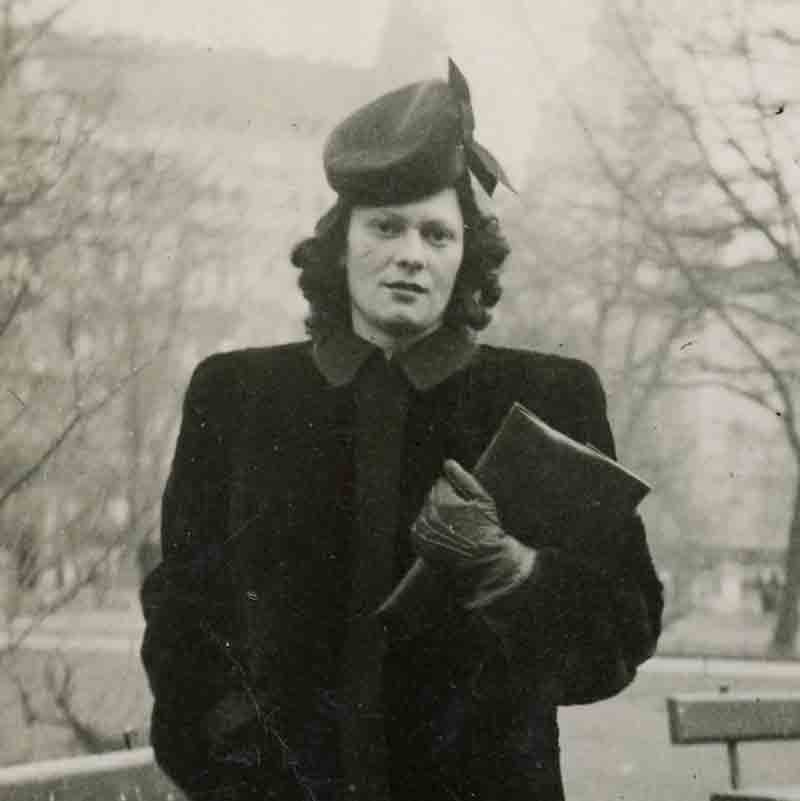 Magda in Budapest in 1941. While Robert’s father served in a series of forced-    labor camps, she ran their small business manufacturing leather goods.