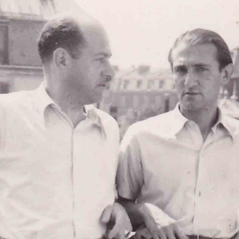 László (left) with a brother in Paris, 1950. 
