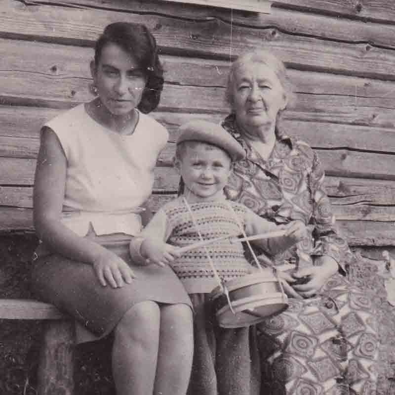 Valentina with her son, Vladimir, and grandmother Lyubova.