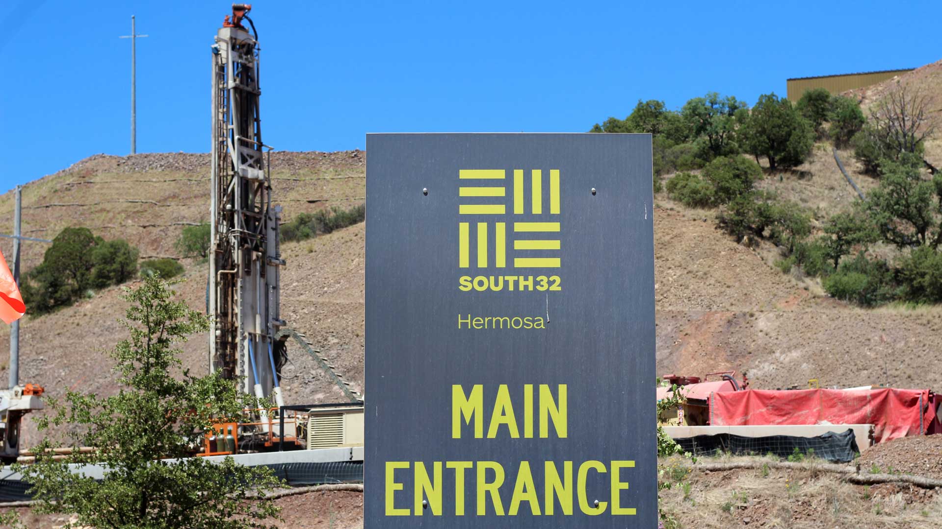 The entrance of the South32 Hermosa mine site, a critical minerals project that looks to source manganese and zinc.