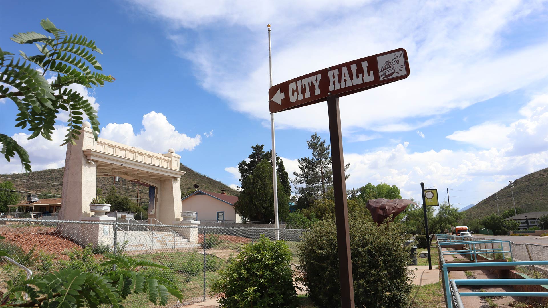 The remains of the old Bisbee City Hall, which is located on the corner of Arizona Street and Tener Avenue in Warren. July 17, 2023. 