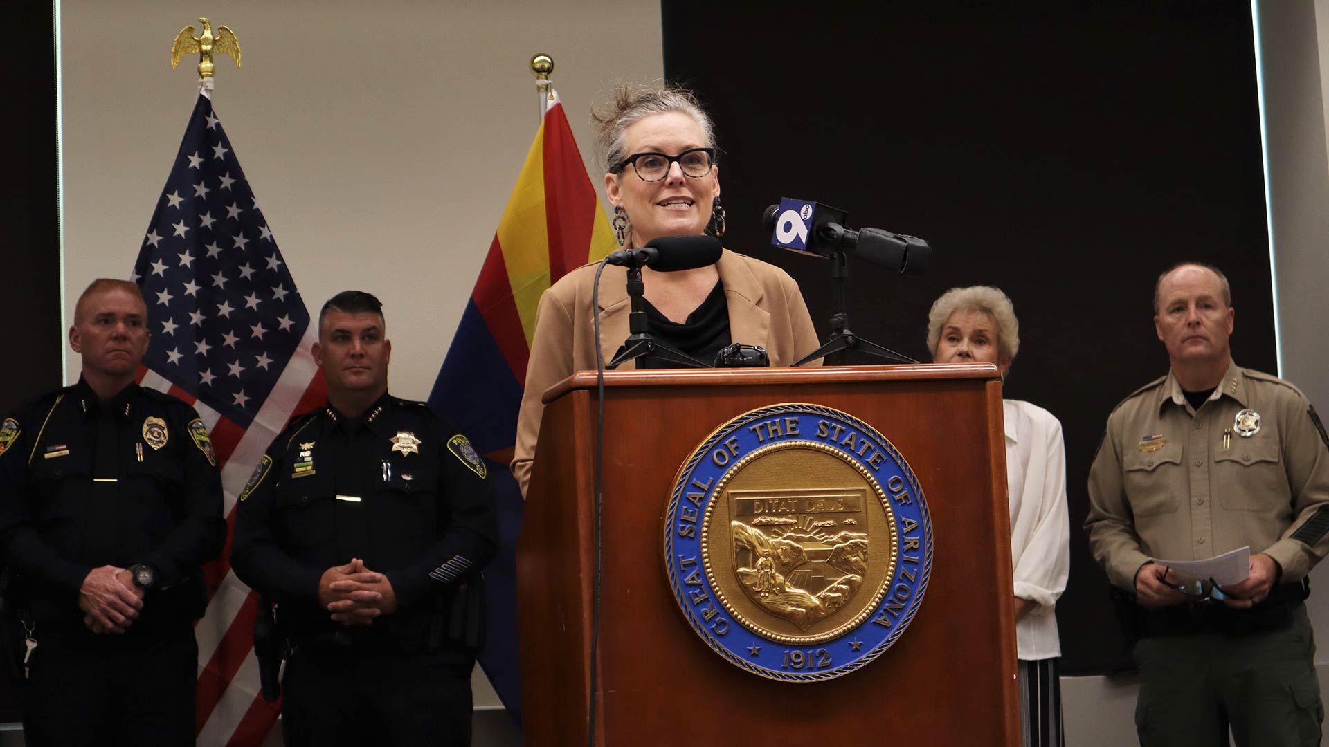Arizona Governor Katie Hobbs announced that Cochise County will be receiving $41 million dollars from the state to enhance border security during a press conference at Cochise College's Sierra Vista campus Wednesday. July 19, 2023. 