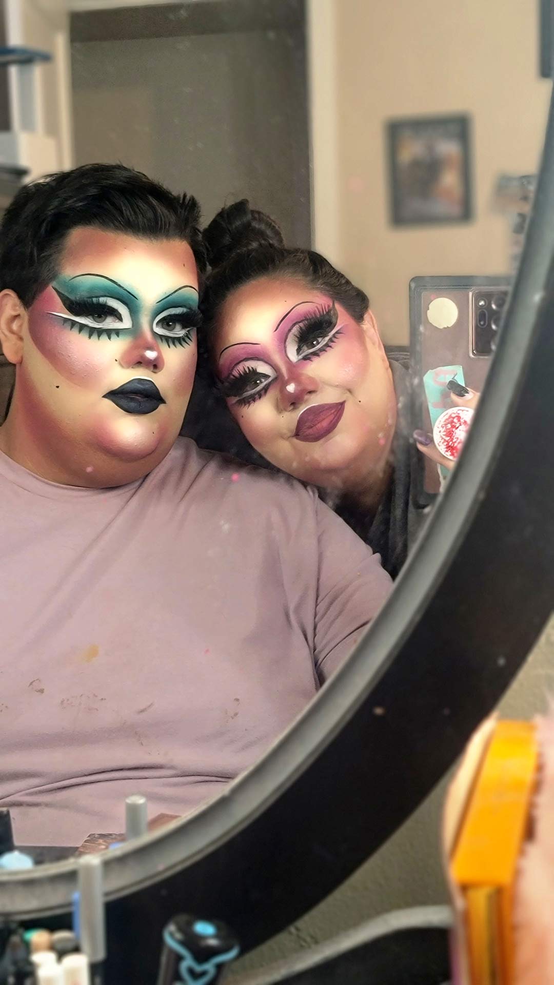 Adrian and Theresa in Drag Makeup