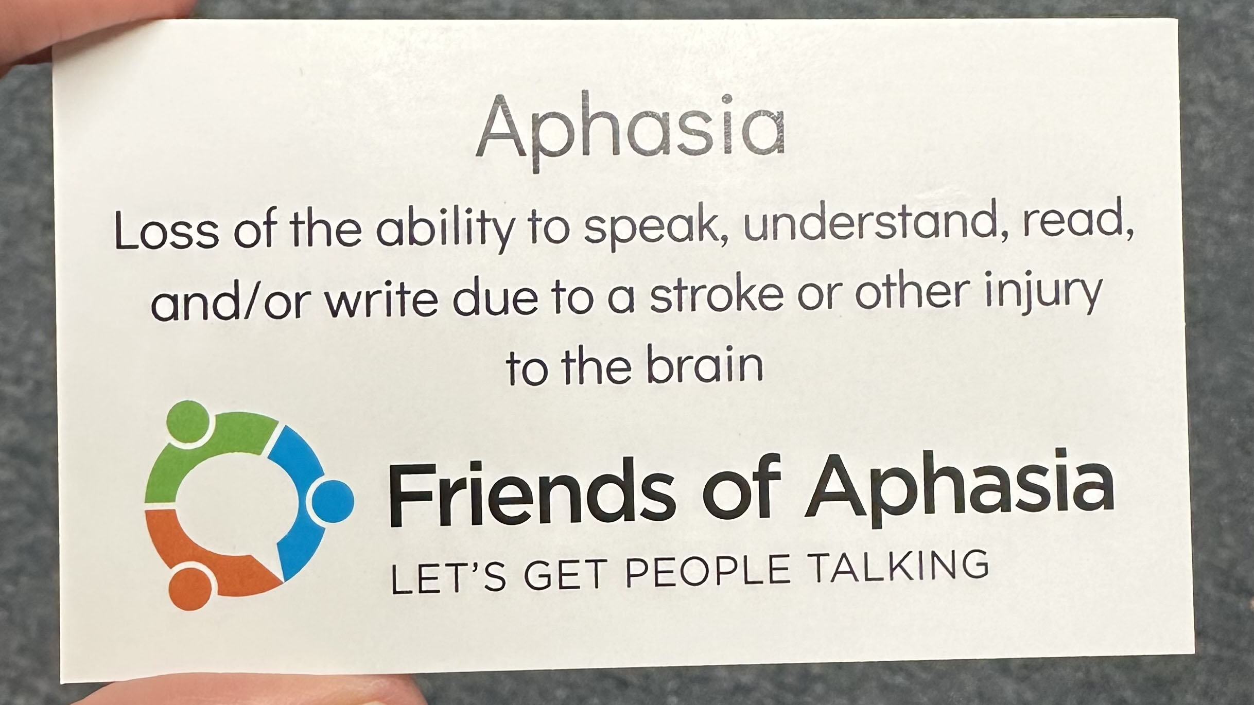 aphasia card