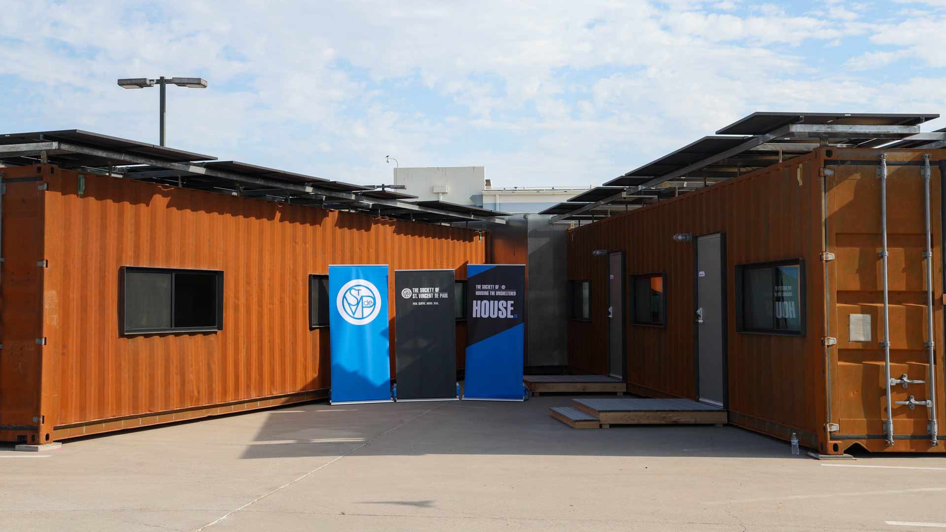 The city of Phoenix has teamed up with the nonprofit St. Vincent de Paul and metal fabrication company Steel + Spark to provide another shelter option using shipping containers. 
