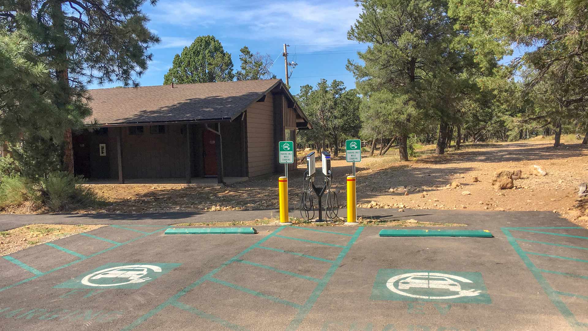 Six EV charging stations are available for Grand Canyon visitors to use at Maswik North, Canyon Village Market and Yavapai Lodge. August 2019.