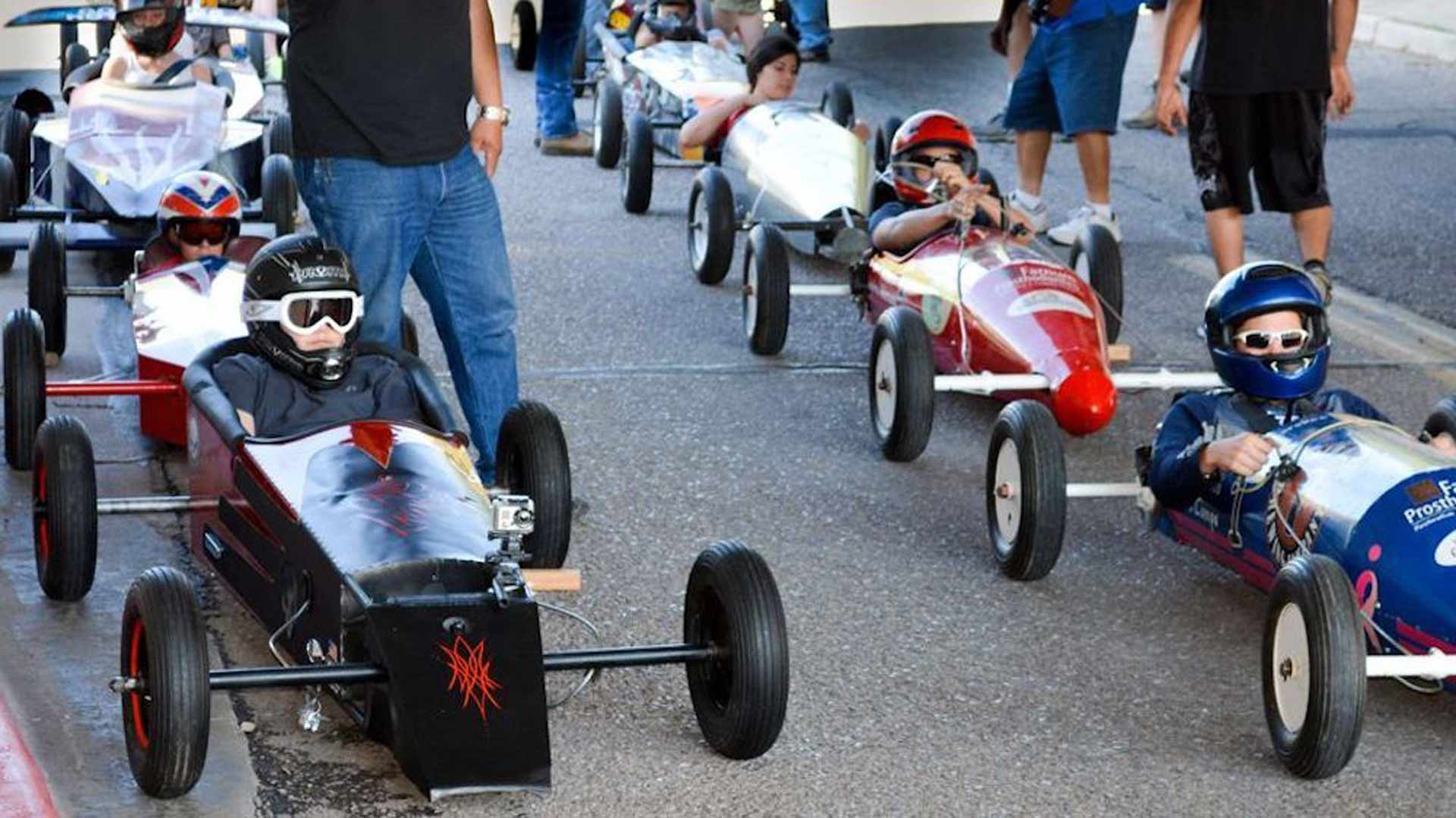 Racers prepare for the Bisbee Coaster Race.