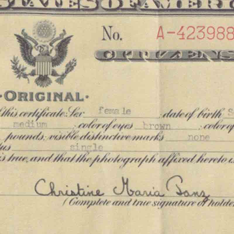 Chris’s U.S. citizenship papers.