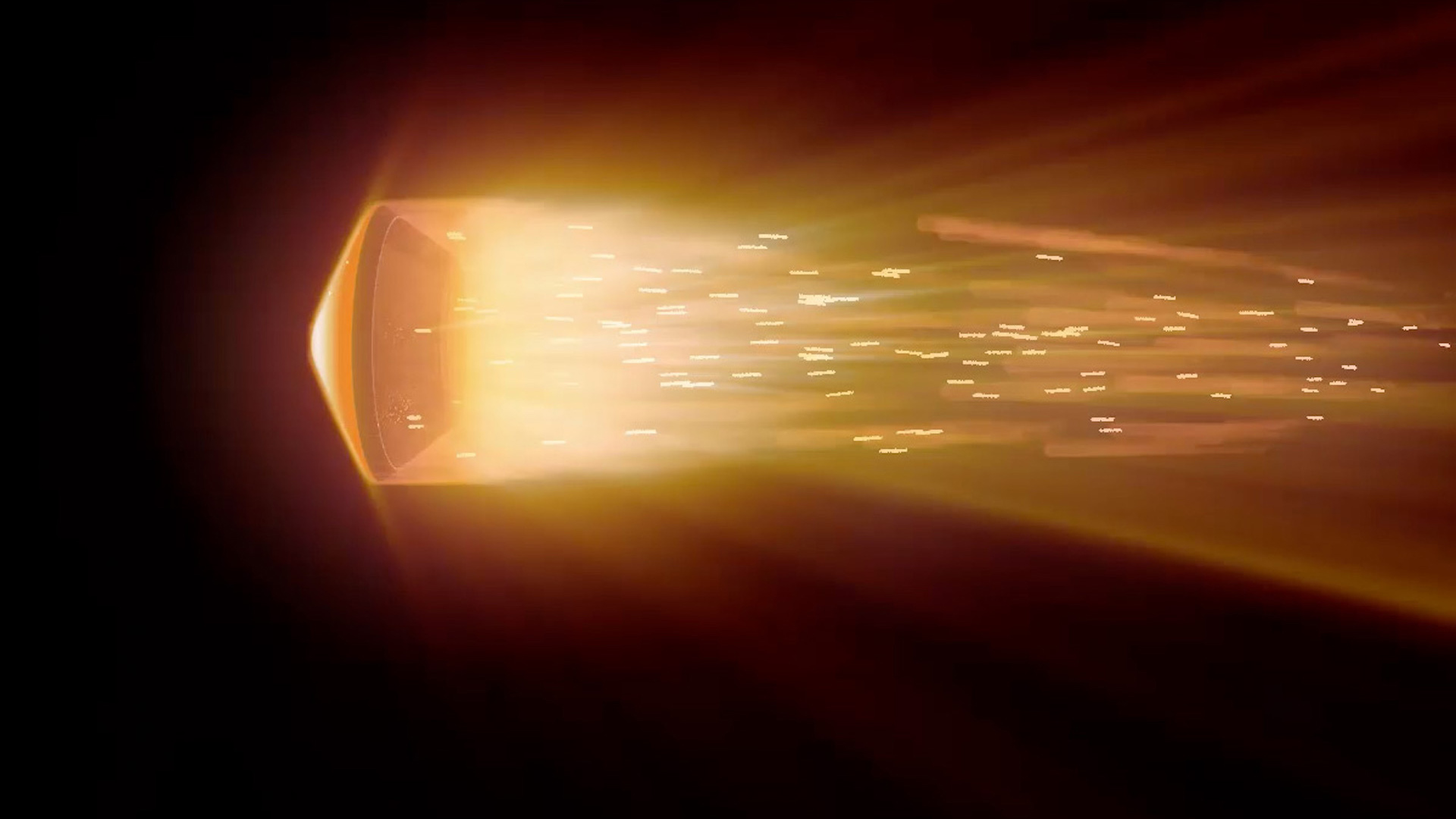 Illustration of Osiris REx sample return capsule re-entering Earth's atmosphere.