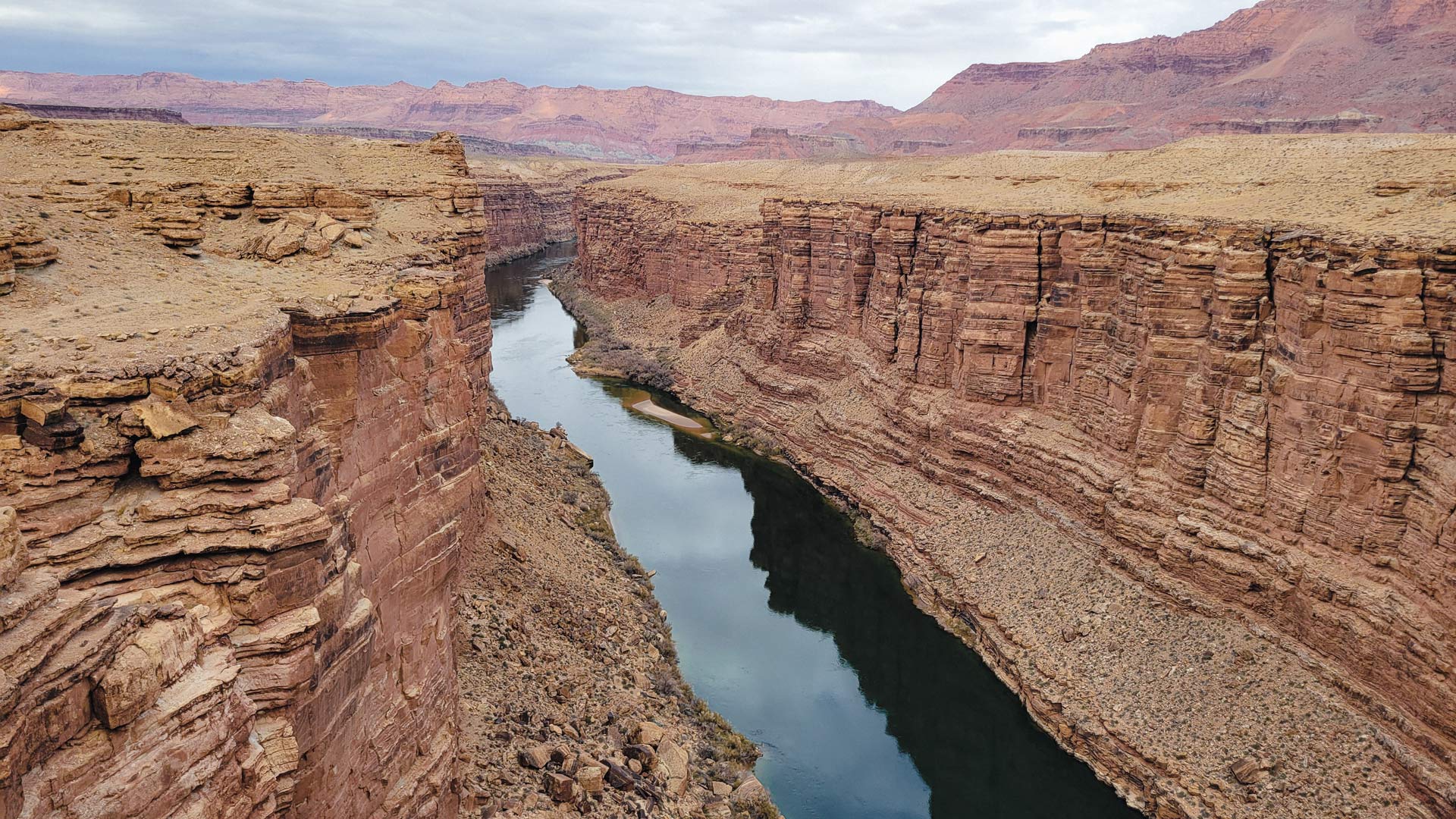 The Colorado River, just north of the Navajo Bridge in Northern Arizona.