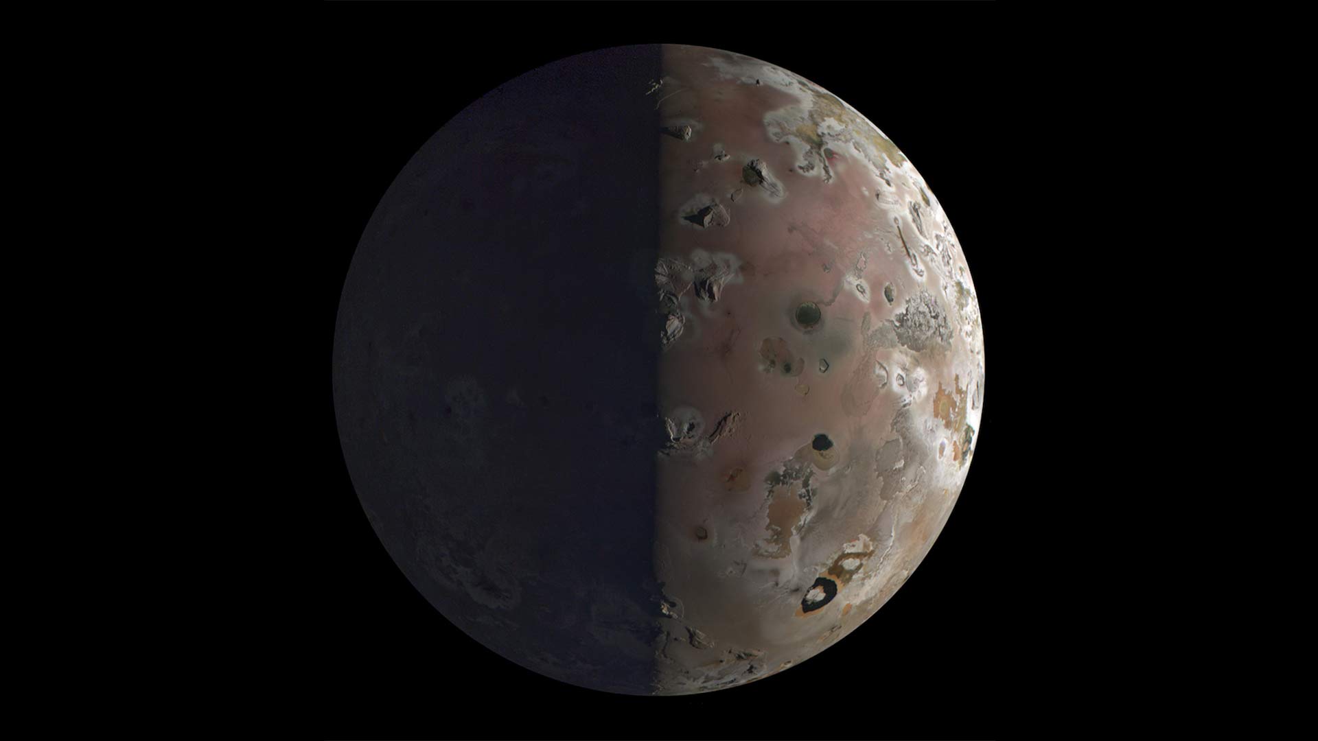 Photo of Io taken from NASA's Juno spacecraft, December 2023.