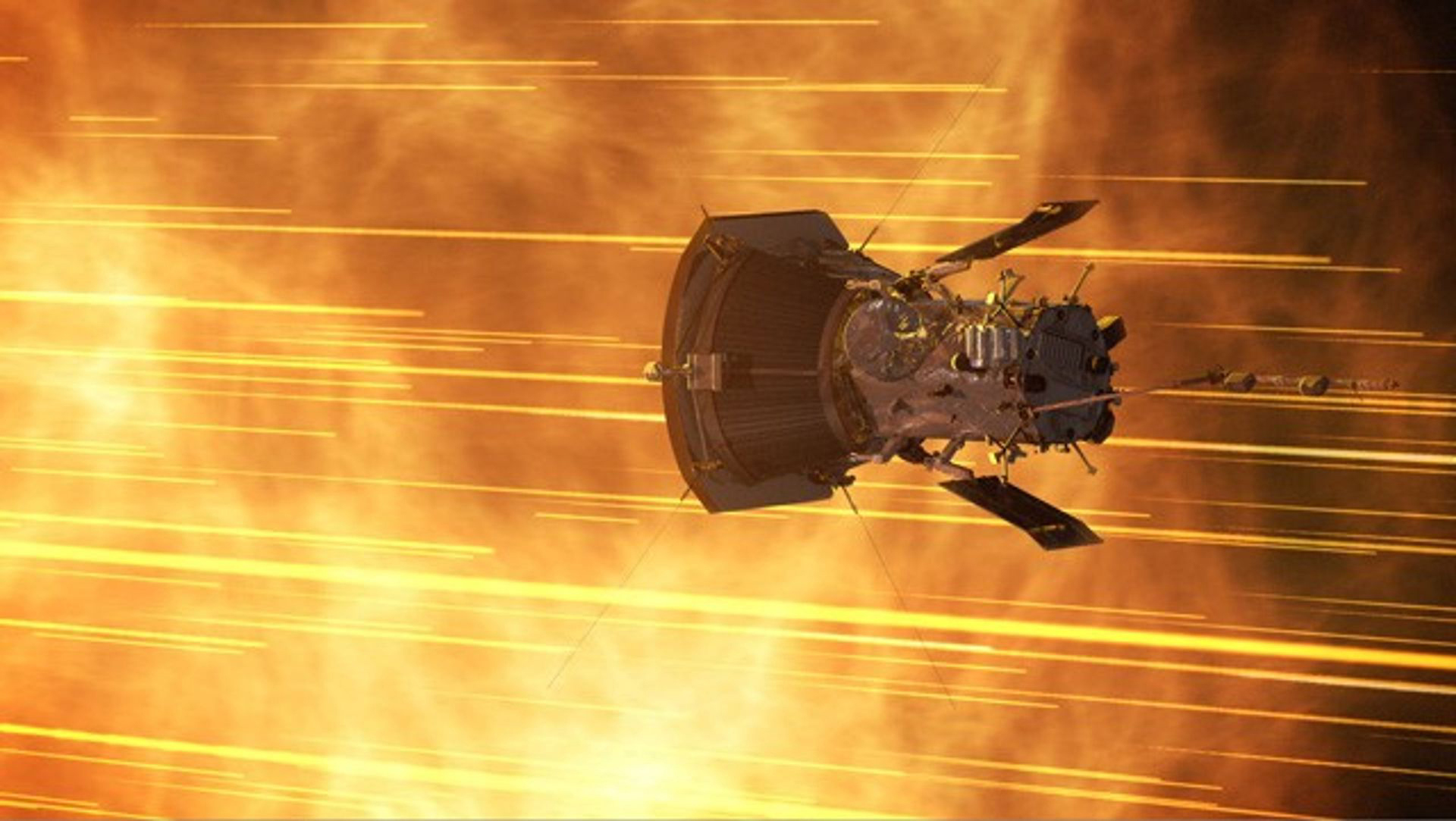 Illustration of the Parker Solar Probe flyby of the Sun.