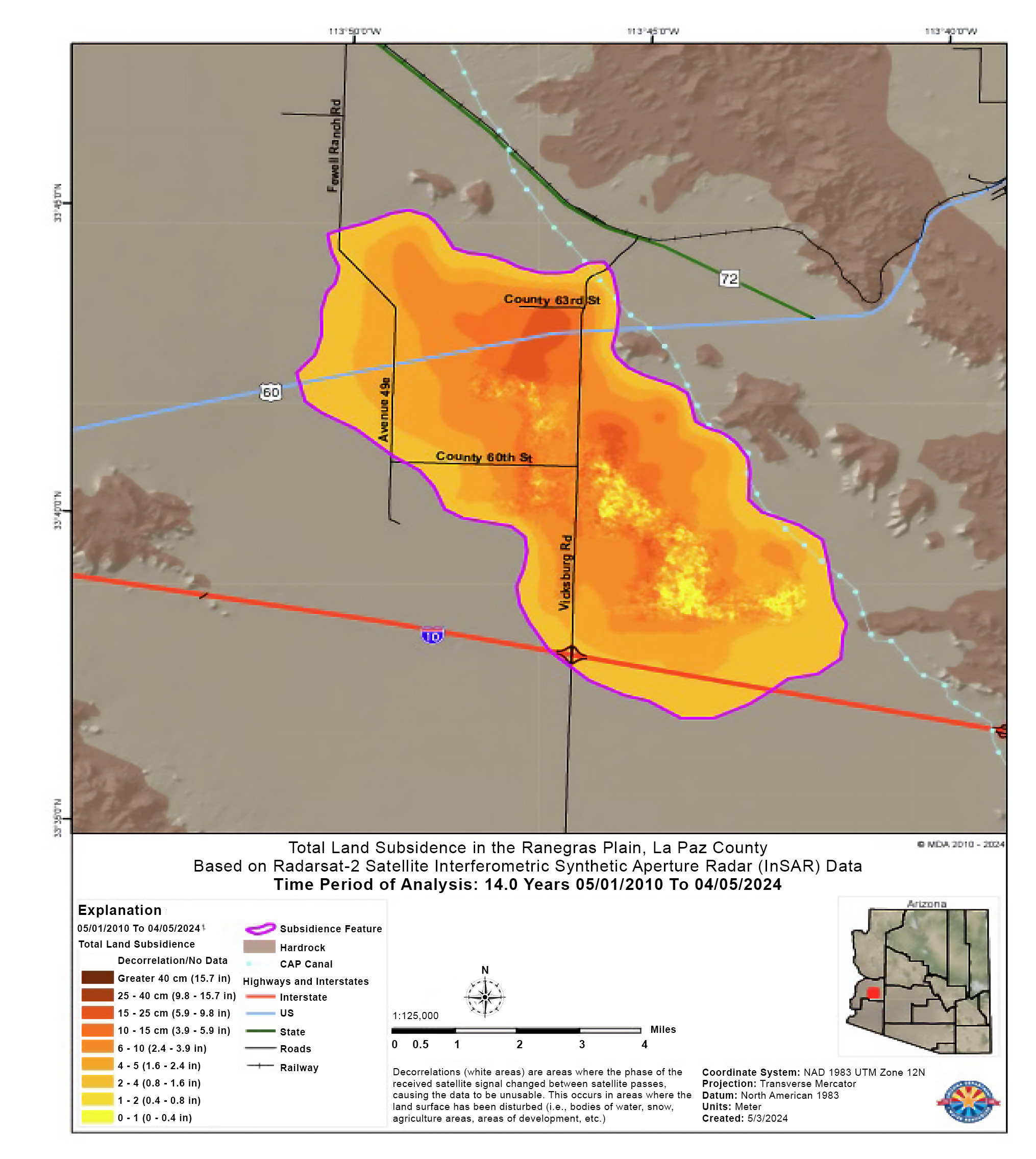 Fondomonte subsidence map