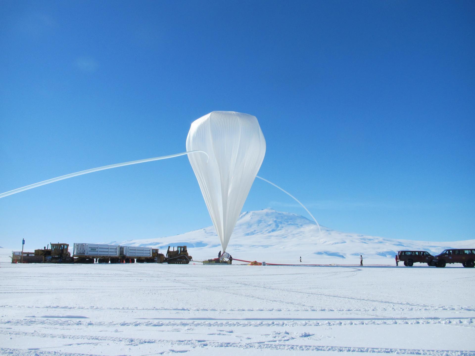 Preparing Project Gusto scientific balloon for launch in Antarctica, December 2023.