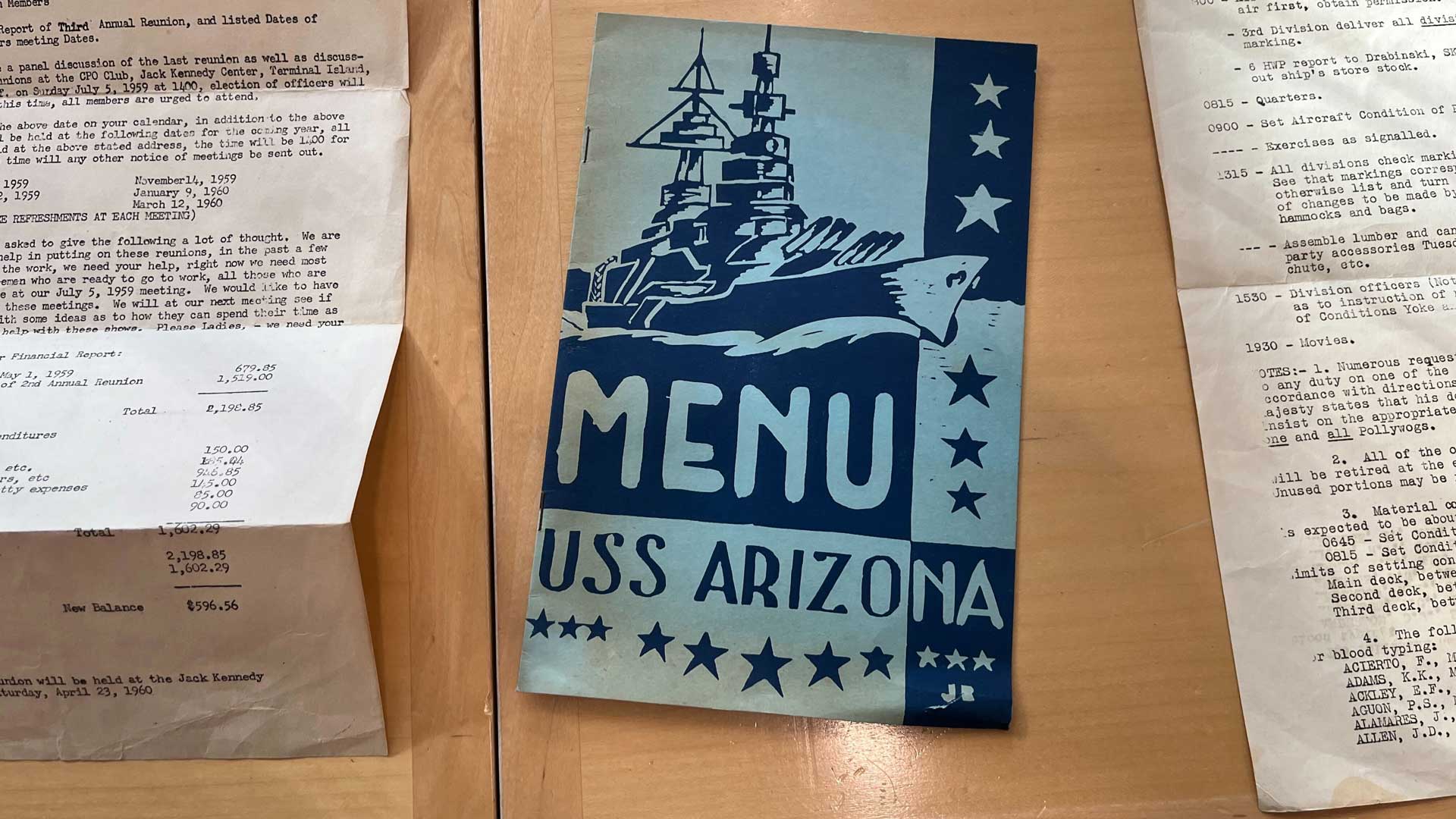 USS Arizona menu
