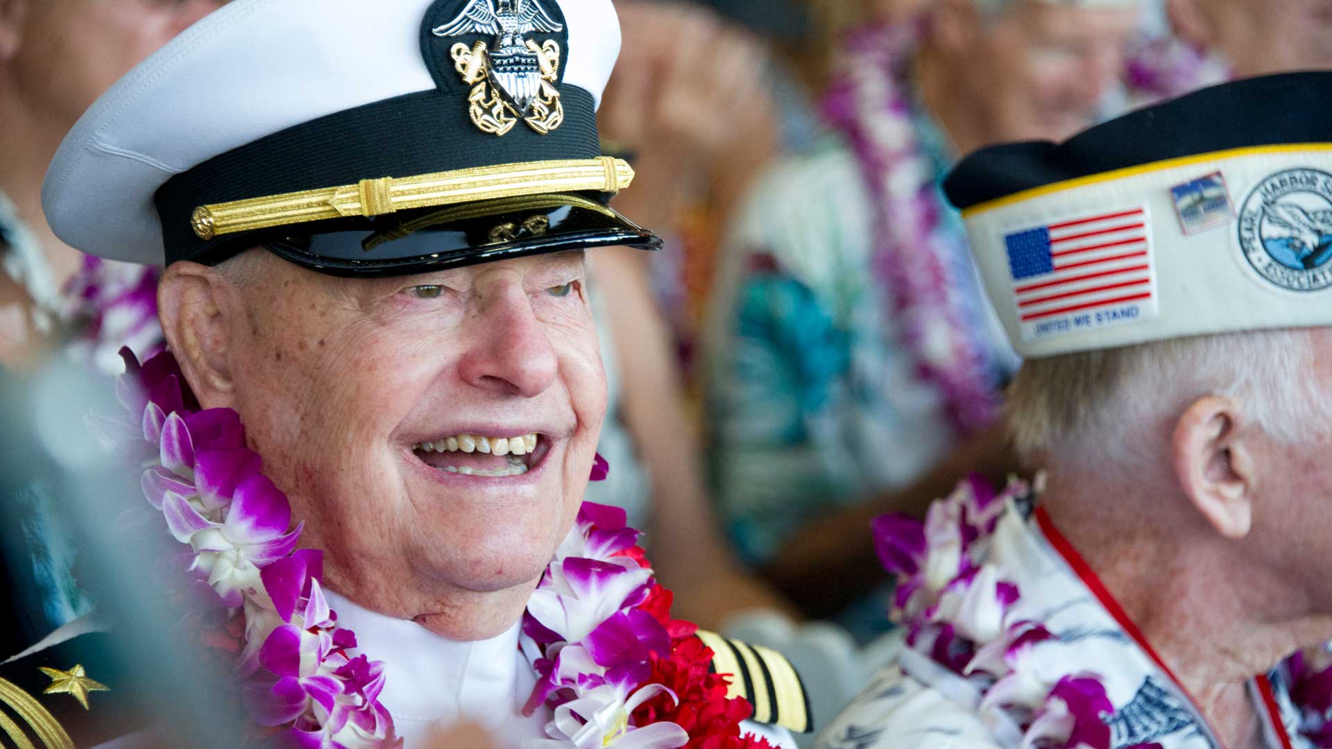 Lou Conter, an Arizona crewman, attends ceremonies for the 75th anniversary of the Japanese attack on Pearl Harbor, Dec. 7, 2016, in Honolulu. Conter, the last living survivor of the USS Arizona battleship that exploded and sank during the Japanese bombing of Pearl Harbor, died on Monday, April 1, 2024, following congestive heart failure, his daughter said. He was 102. 