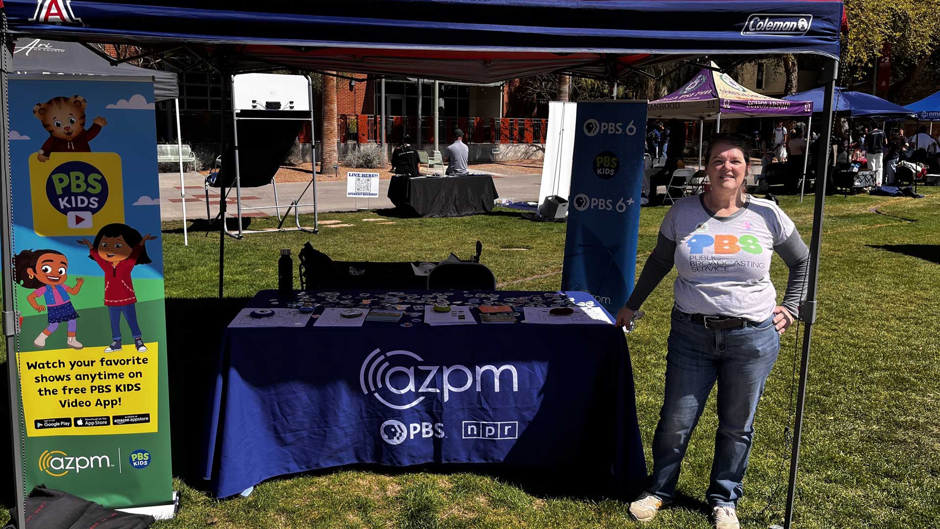 Timna Guerchon, AZPM Event Coordinator outside the University of Arizona Memorial Student Union during Be My Neighbor Day, March 20, 2024.