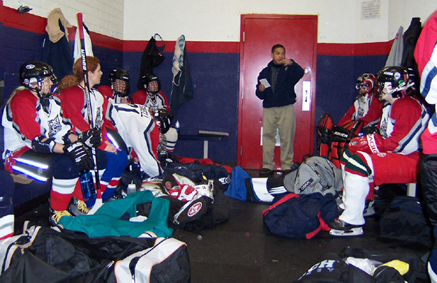 UA Hockey team in Locker room