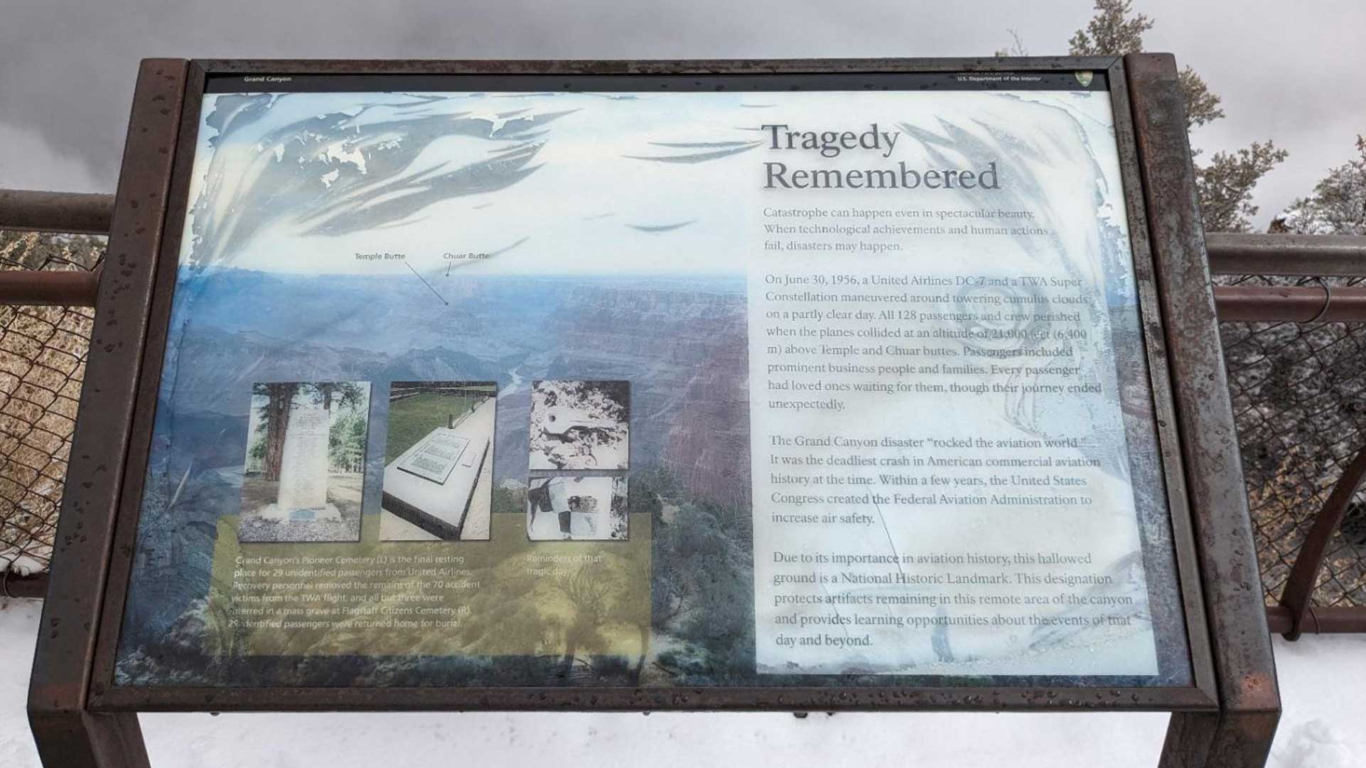 Grand Canyon Crash Site Sign