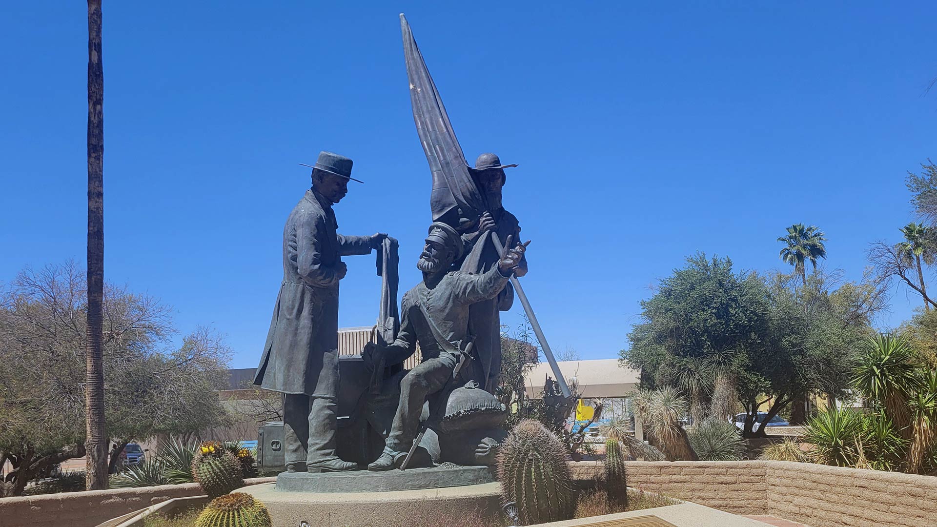 The Mormon Battalion historic marker on Alameda Street in downtown Tucson.