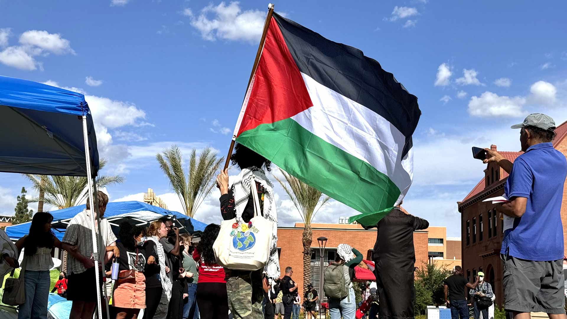 Protest supporting Palestinians at Arizona State University's Tempe campus on Friday, April 26, 2024